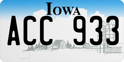 IA license plate ACC933