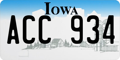 IA license plate ACC934