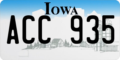IA license plate ACC935
