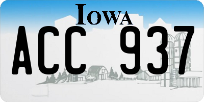IA license plate ACC937