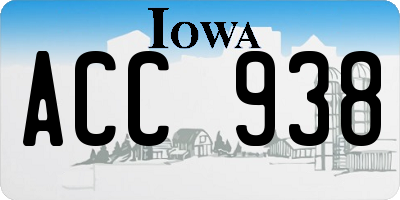 IA license plate ACC938