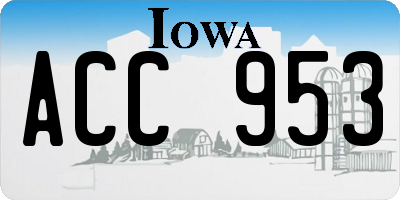 IA license plate ACC953