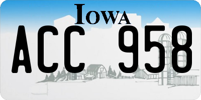 IA license plate ACC958