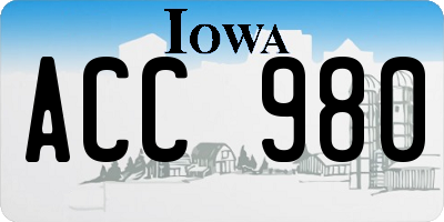 IA license plate ACC980