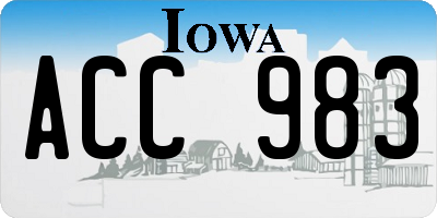 IA license plate ACC983
