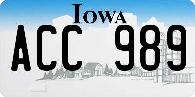 IA license plate ACC989