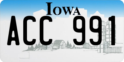 IA license plate ACC991