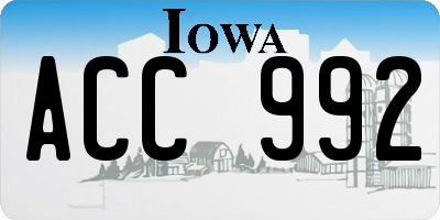 IA license plate ACC992