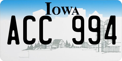 IA license plate ACC994