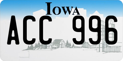 IA license plate ACC996