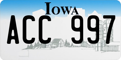 IA license plate ACC997
