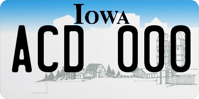 IA license plate ACD000