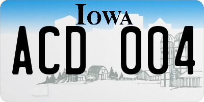 IA license plate ACD004