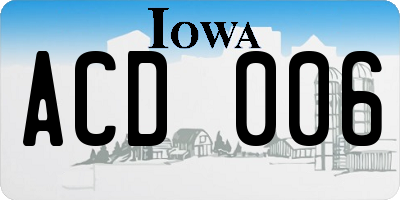 IA license plate ACD006