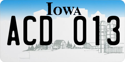 IA license plate ACD013