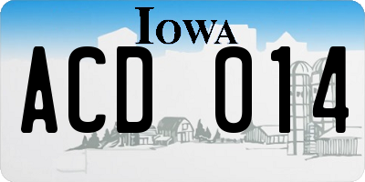 IA license plate ACD014