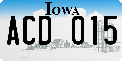 IA license plate ACD015