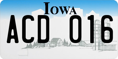 IA license plate ACD016