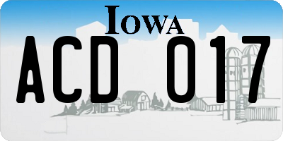 IA license plate ACD017