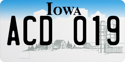 IA license plate ACD019