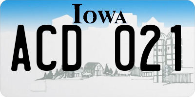 IA license plate ACD021