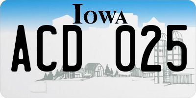 IA license plate ACD025