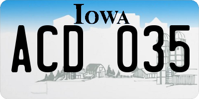 IA license plate ACD035