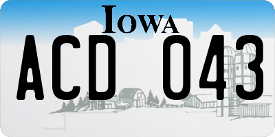 IA license plate ACD043