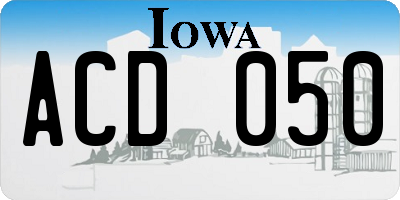 IA license plate ACD050