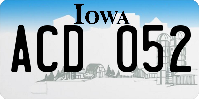 IA license plate ACD052