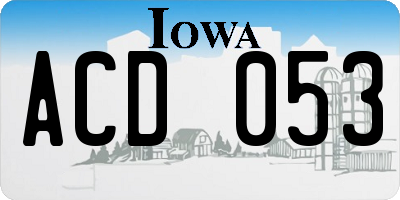 IA license plate ACD053