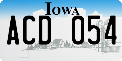 IA license plate ACD054