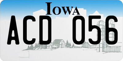 IA license plate ACD056