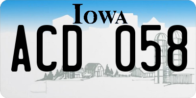 IA license plate ACD058