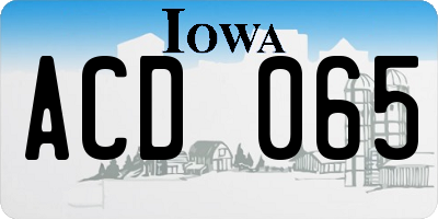 IA license plate ACD065
