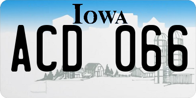 IA license plate ACD066