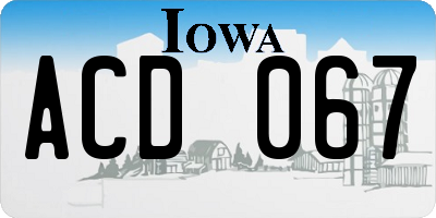 IA license plate ACD067