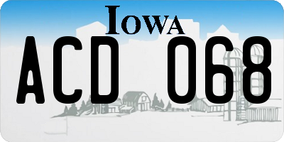 IA license plate ACD068