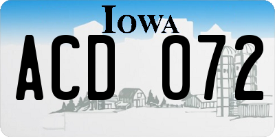 IA license plate ACD072