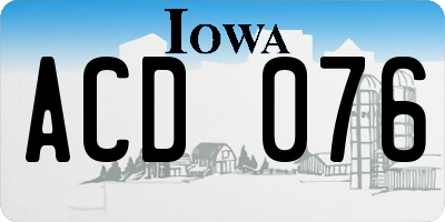 IA license plate ACD076