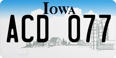 IA license plate ACD077