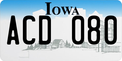 IA license plate ACD080