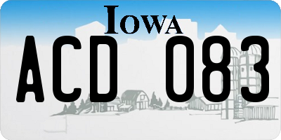 IA license plate ACD083