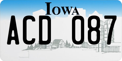 IA license plate ACD087