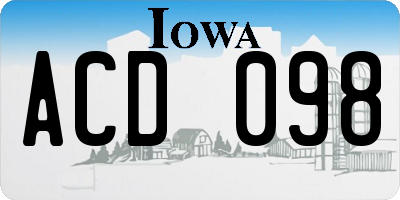 IA license plate ACD098