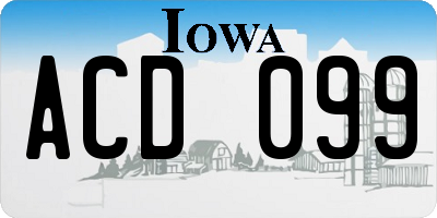 IA license plate ACD099