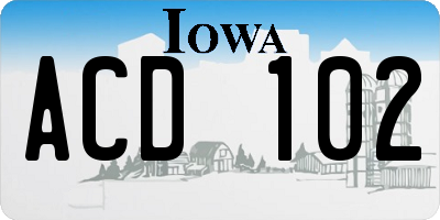 IA license plate ACD102