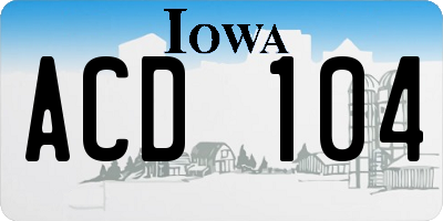 IA license plate ACD104