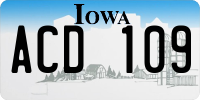 IA license plate ACD109