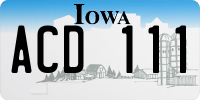 IA license plate ACD111